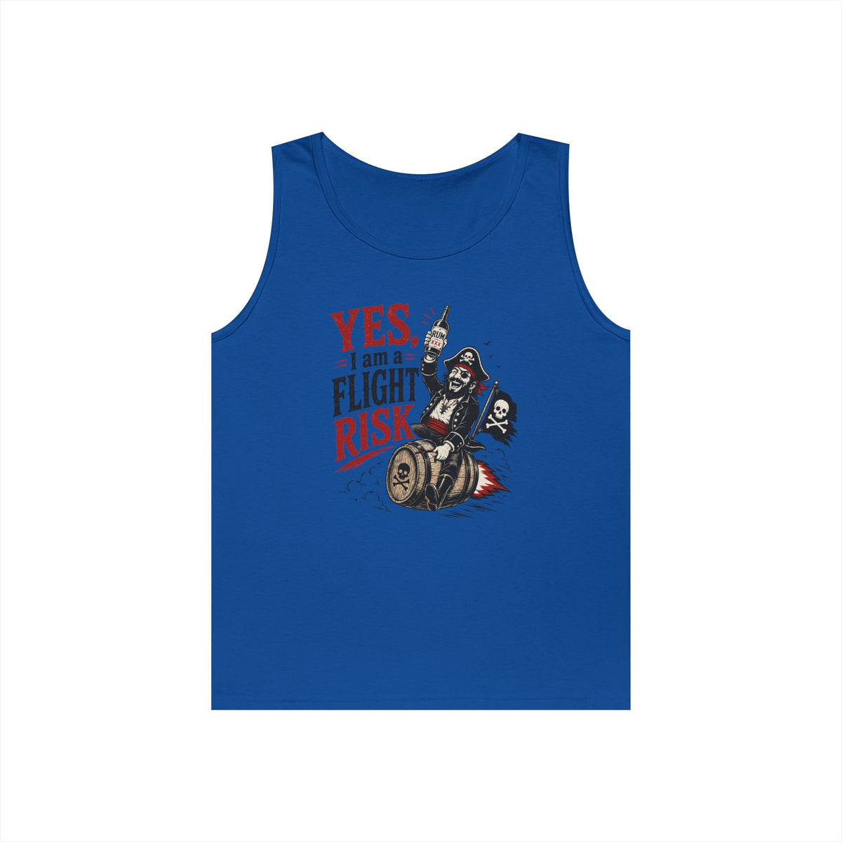 Yes I Am A Flight Risk Skull Rider Tank Top | Biker Skull Barrel Design Tank Top