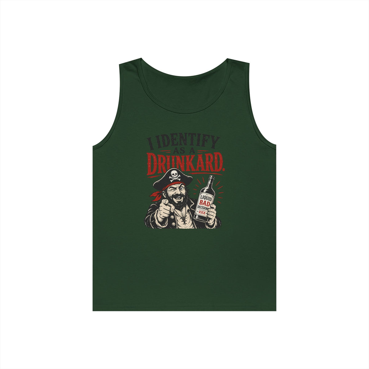I Identify As A Drunkard Tank Top | Pirate Illustration, Funny Bar Tank Top