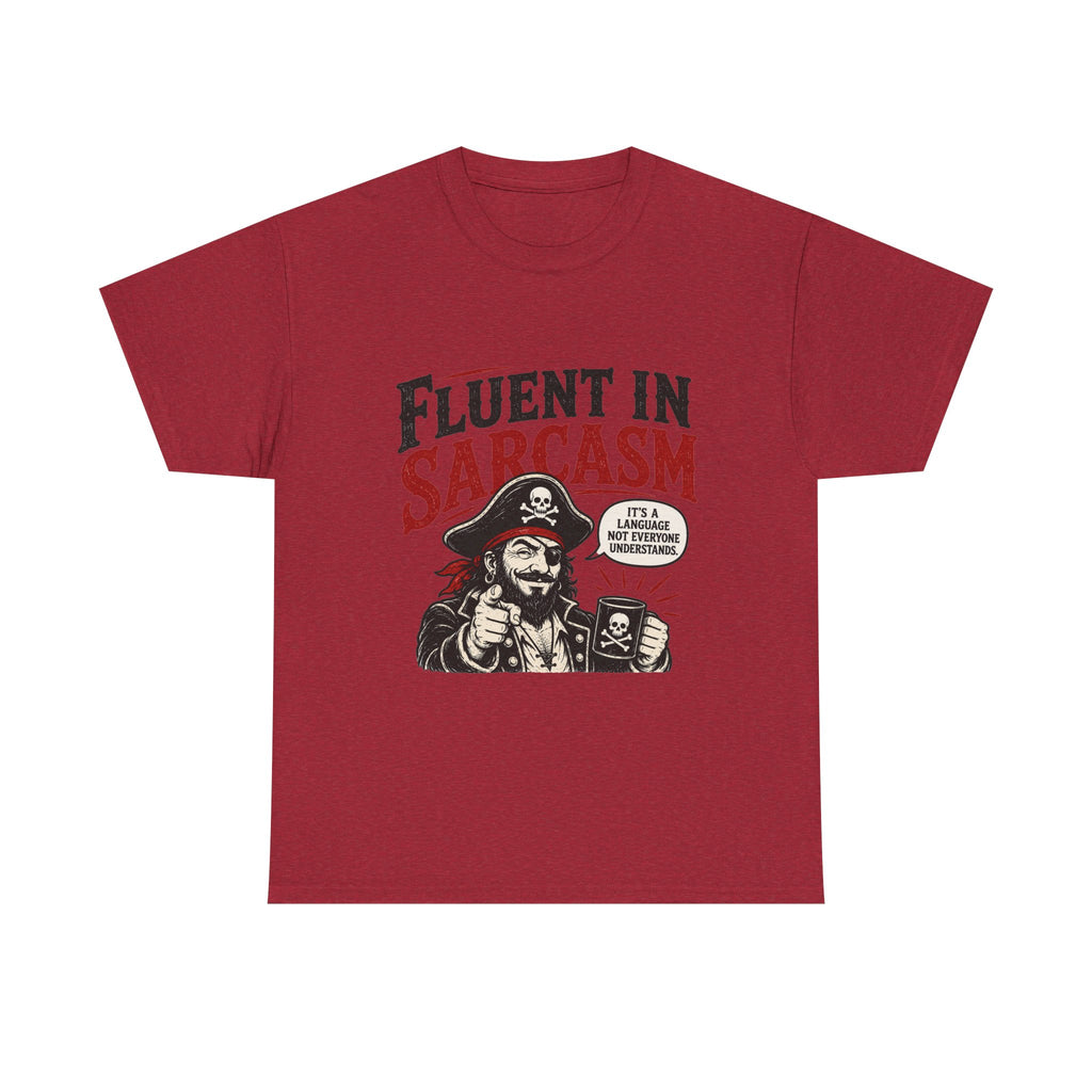 Fluent in Sarcasm Pirate Tee | Funny Pirate Skull Illustration, Sarcastic Quote Tee Shirt