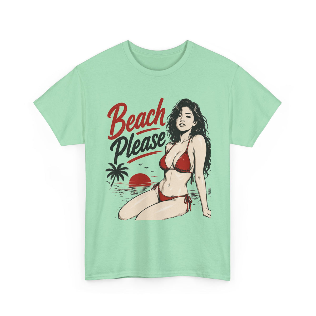 Beach Please bikini pinup Tee | Retro pin-up girl Tee Shirt