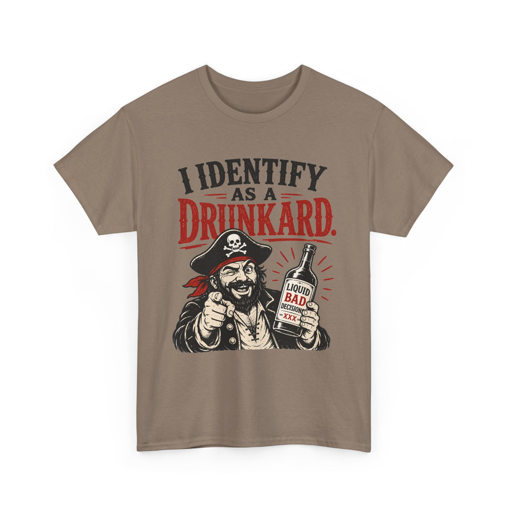 I Identify As A Drunkard Pirate T-Shirt | Funny Drinking Design Tee Shirt