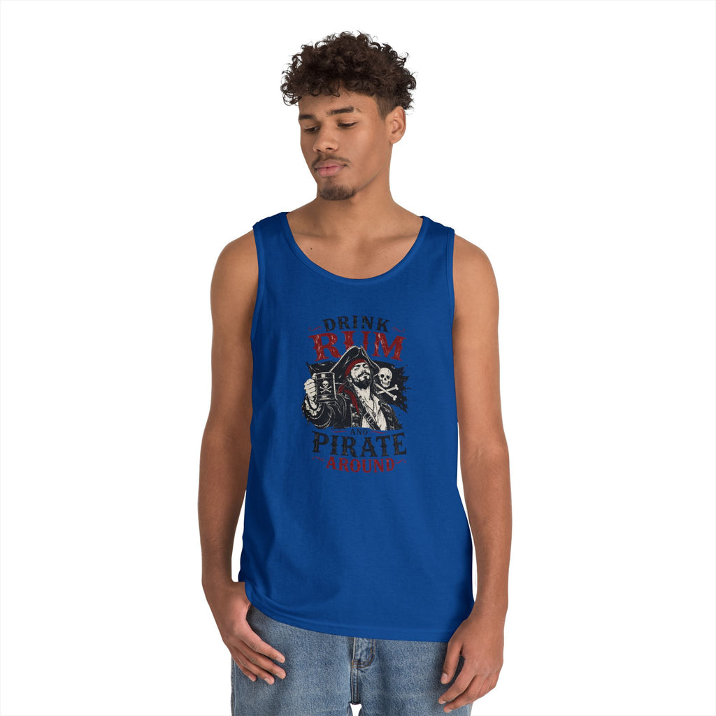 Drink Rum and Pirate Around Tank Top | Pirate Skull Rum Graphic Tank Top