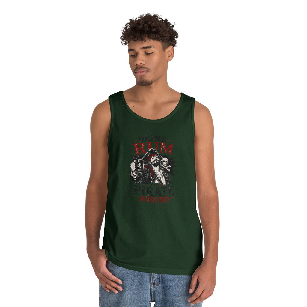 Drink Rum and Pirate Around Tank Top | Pirate Skull Rum Graphic Tank Top