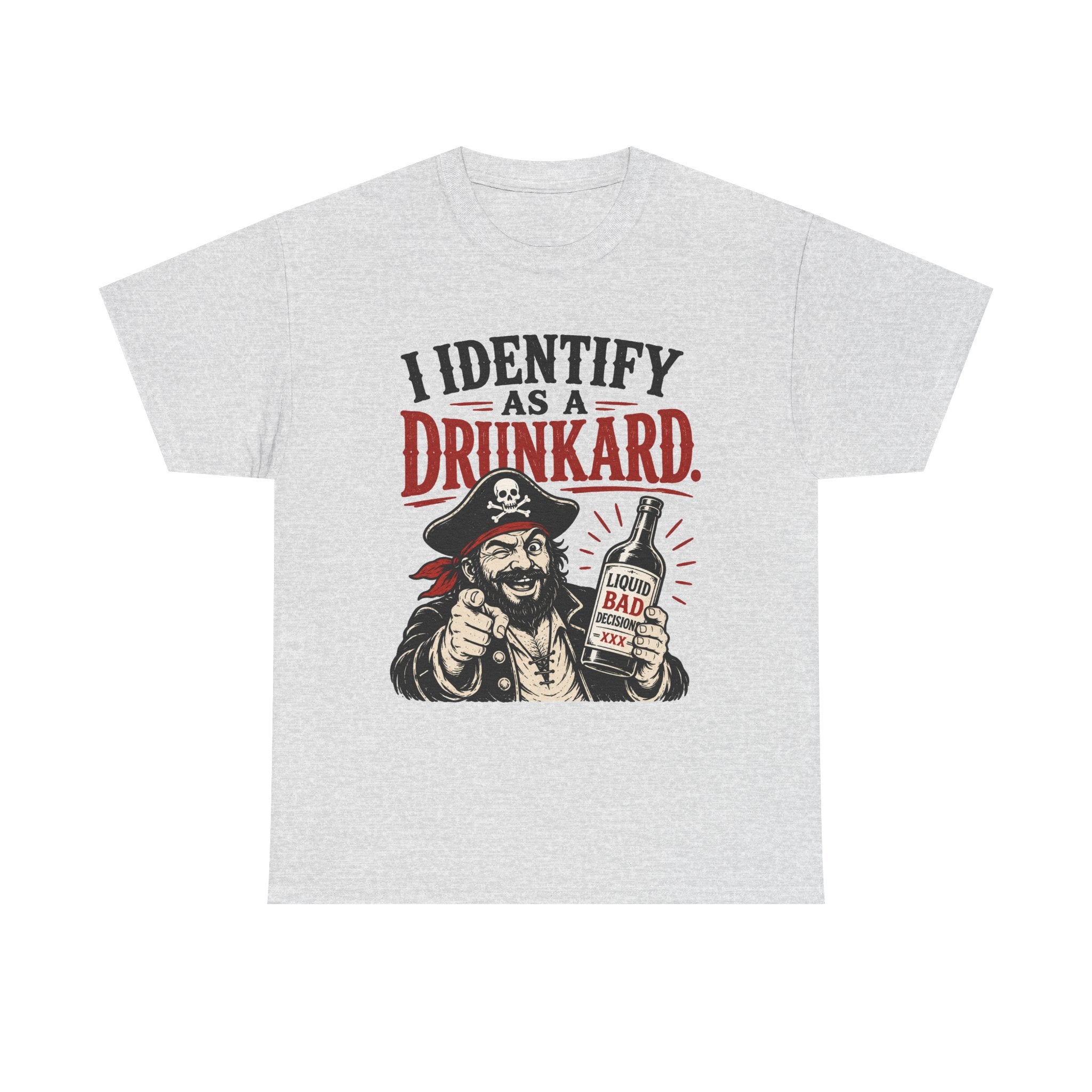 I Identify As A Drunkard Pirate T-Shirt | Funny Drinking Design Tee Shirt