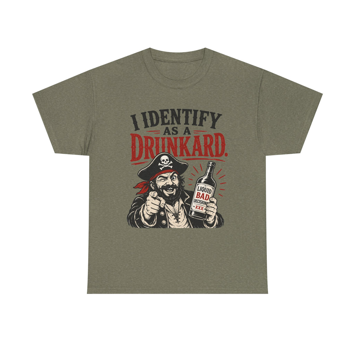 I Identify As A Drunkard Pirate T-Shirt | Funny Drinking Design Tee Shirt
