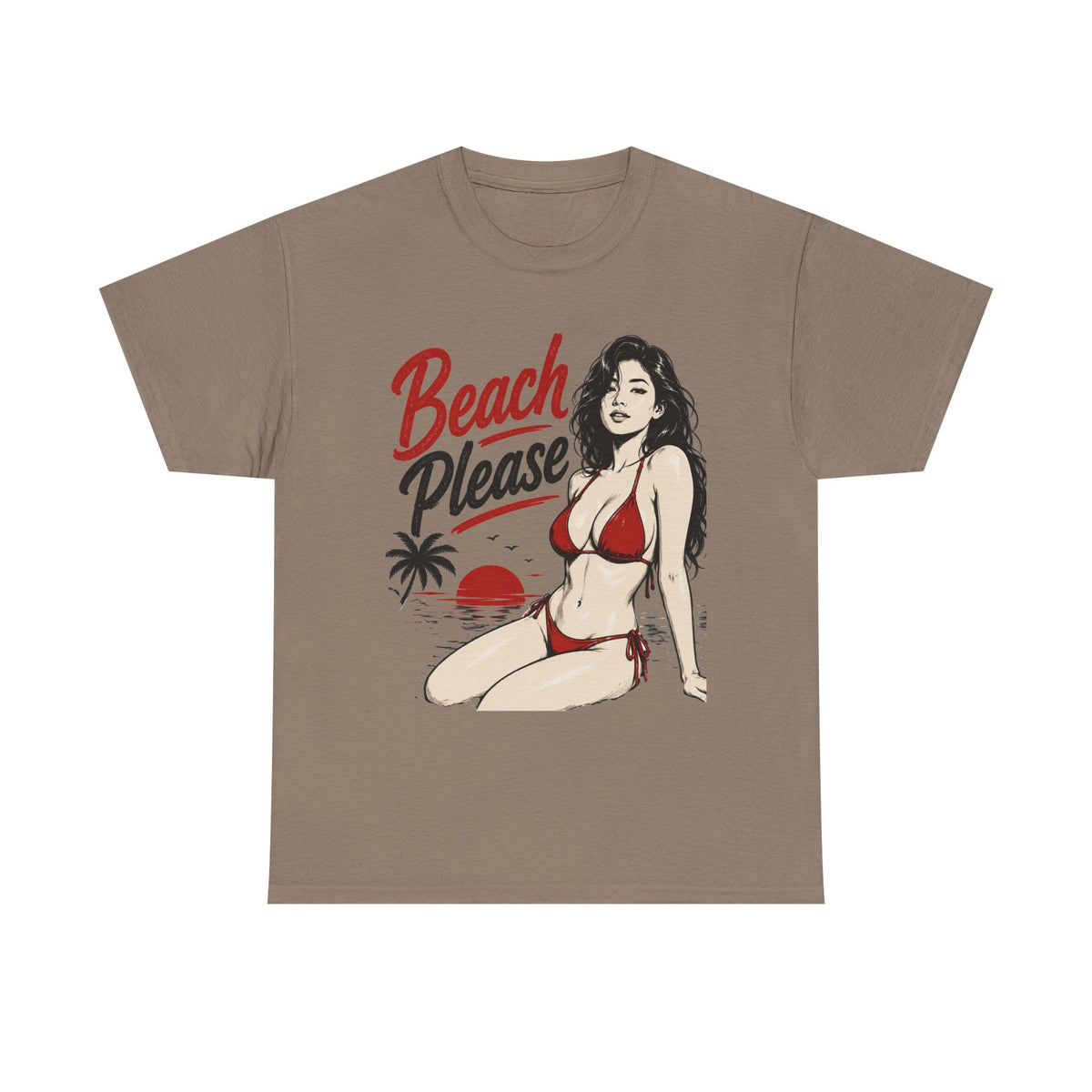 Beach Please bikini pinup Tee | Retro pin-up girl Tee Shirt