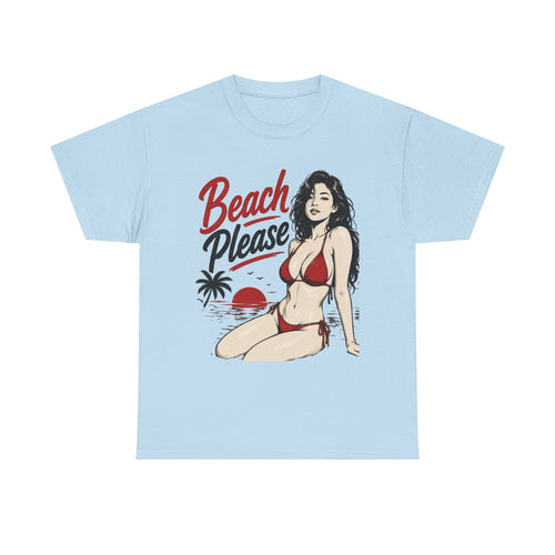 Beach Please bikini pinup Tee | Retro pin-up girl Tee Shirt