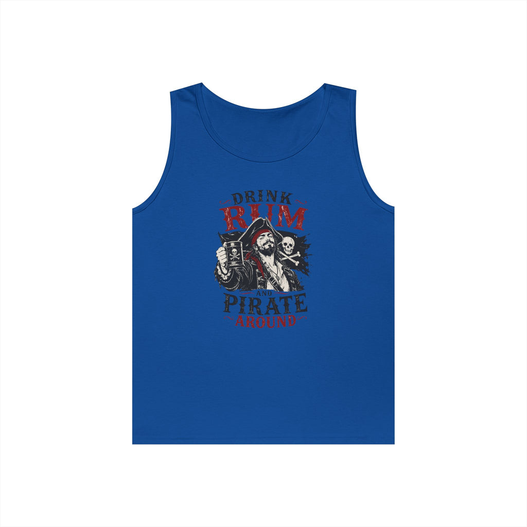 Drink Rum and Pirate Around Tank Top | Pirate Skull Rum Graphic Tank Top