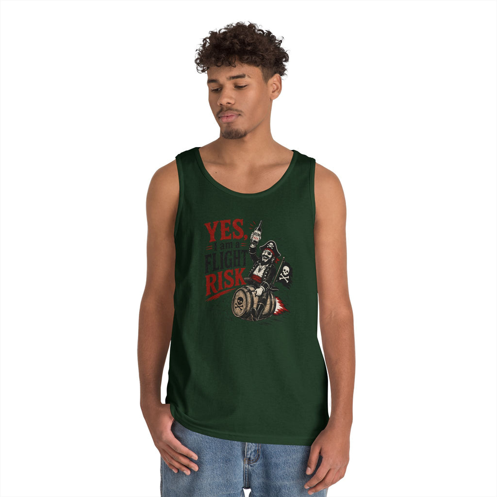 Yes I Am A Flight Risk Skull Rider Tank Top | Biker Skull Barrel Design Tank Top