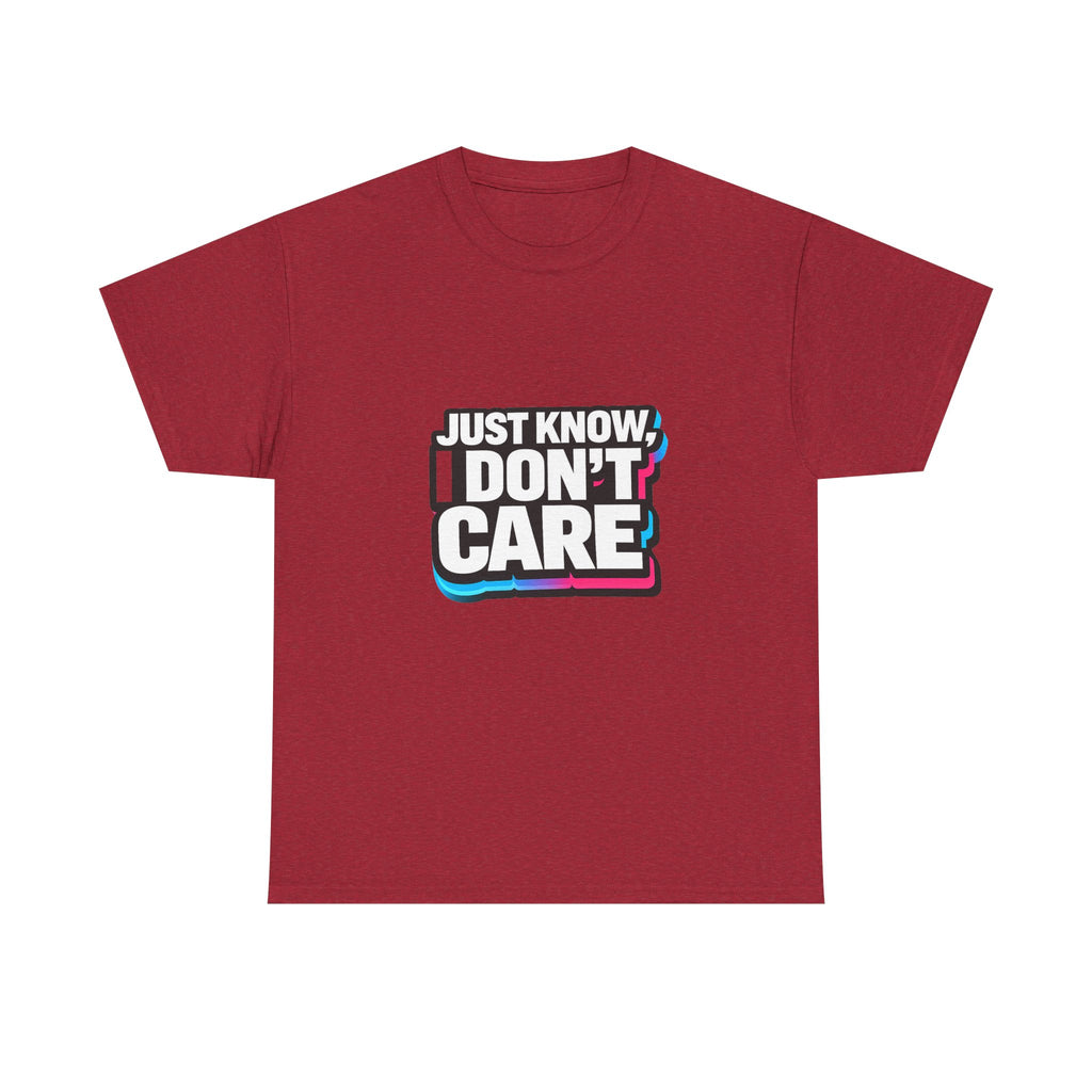 Just Know I Don't Care T-Shirt | Text Graphic Tee, Attitude Statement