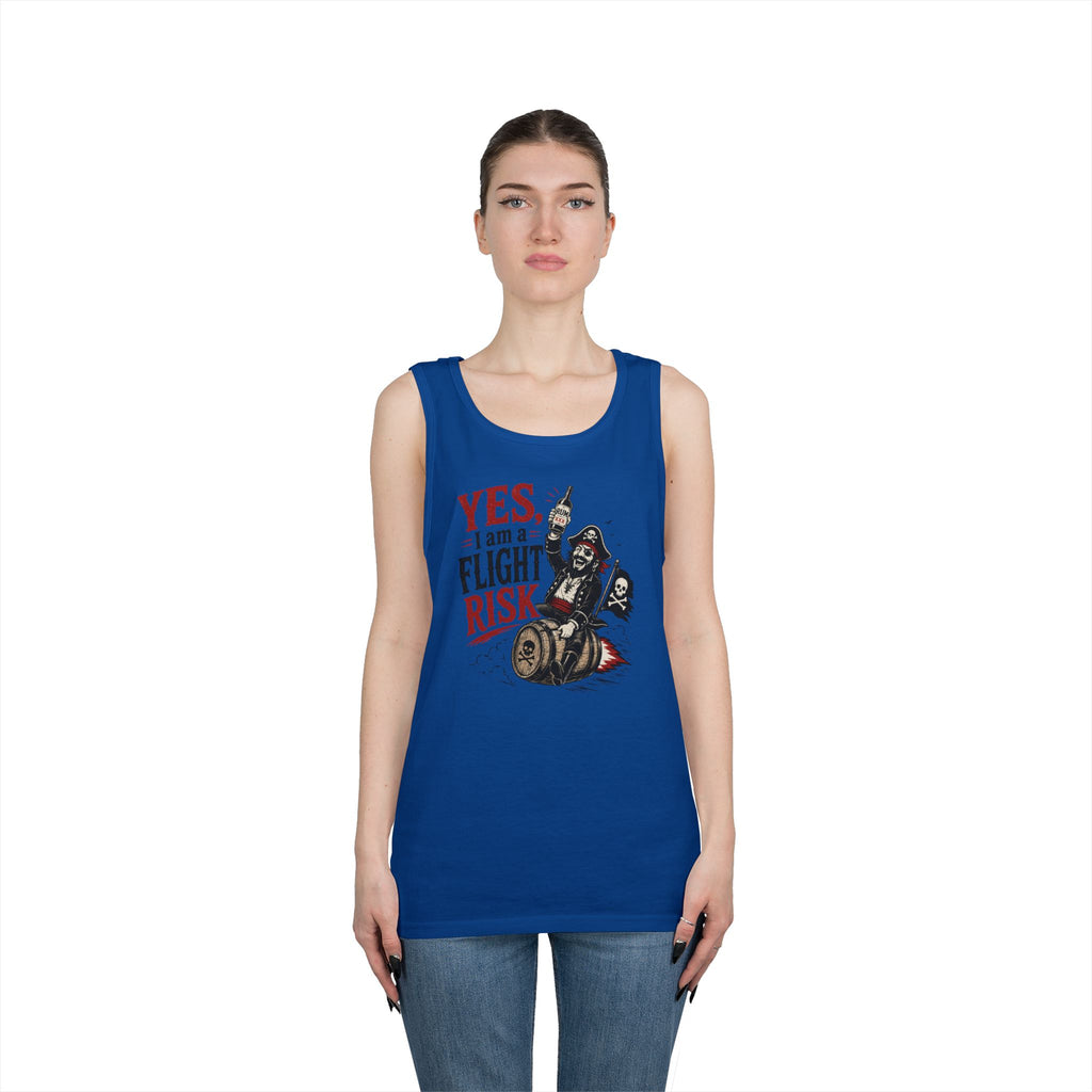 Yes I Am A Flight Risk Skull Rider Tank Top | Biker Skull Barrel Design Tank Top