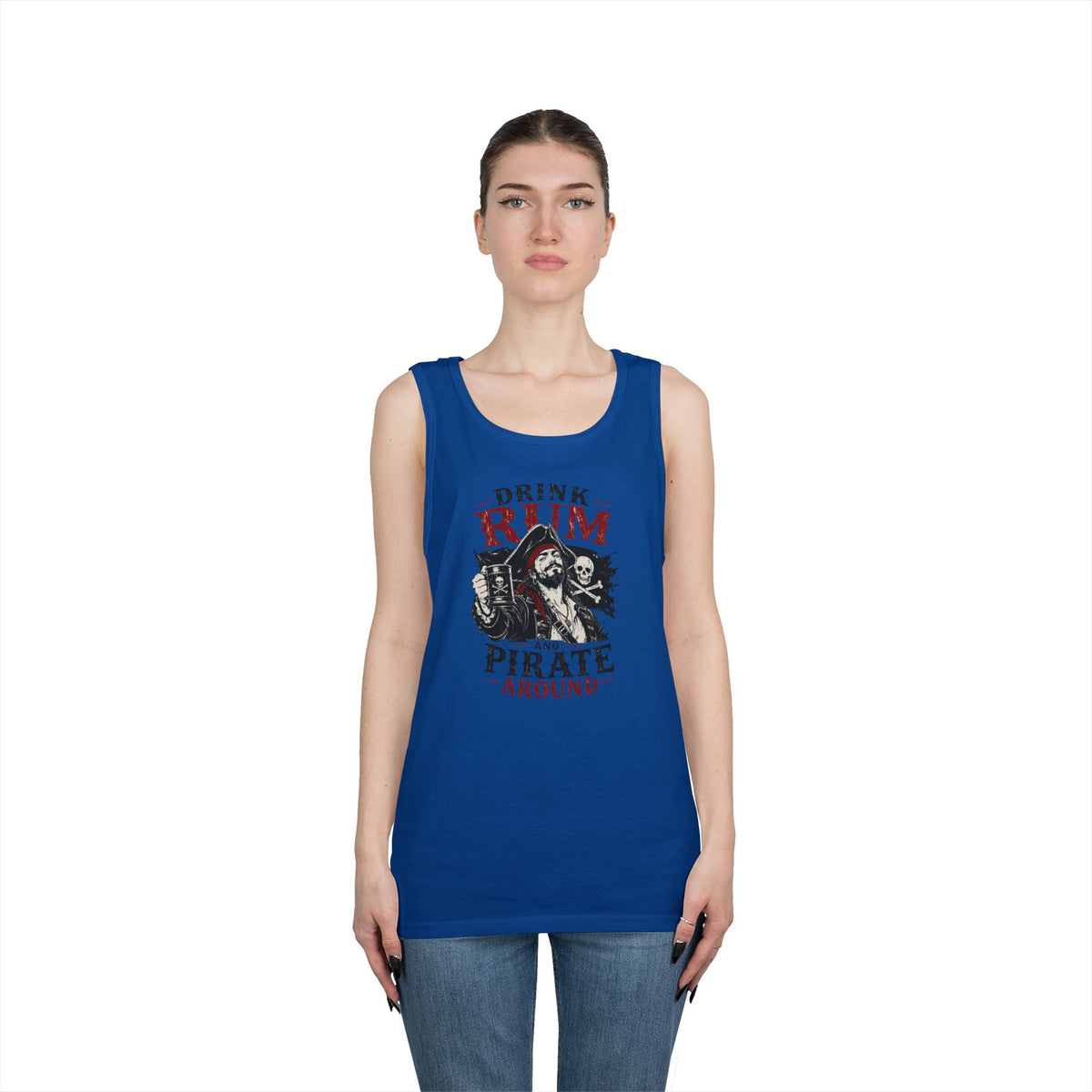 Drink Rum and Pirate Around Tank Top | Pirate Skull Rum Graphic Tank Top