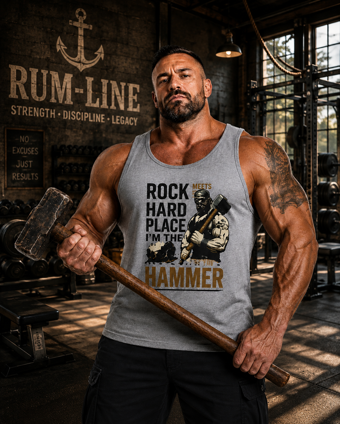 When Rock Meets Hard Place, I'm the Hammer tank top | Muscle Man Graphic Tank
